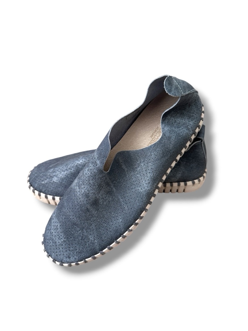 Ilse Jacobsen Tulip 139 Blue Denim Look Slip-on Shoes Women's Size 8.5-9 Boho